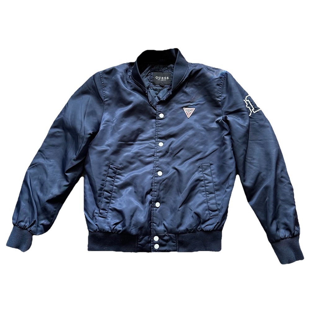 Guess Navy Blue Varsity Bomber Jacket S Small‎ Y2K Streetwear